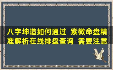 八字坤造如何通过  紫微命盘精准解析在线排盘查询  需要注意什么